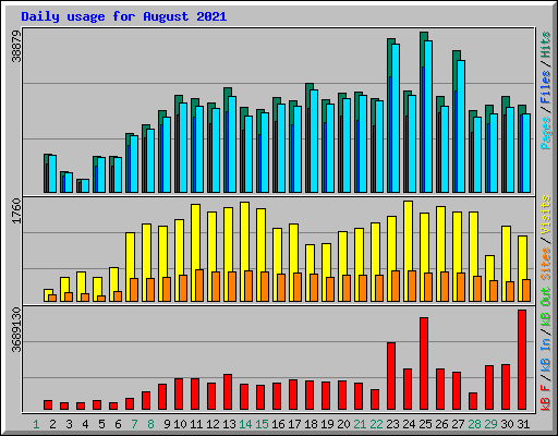 Daily usage for August 2021